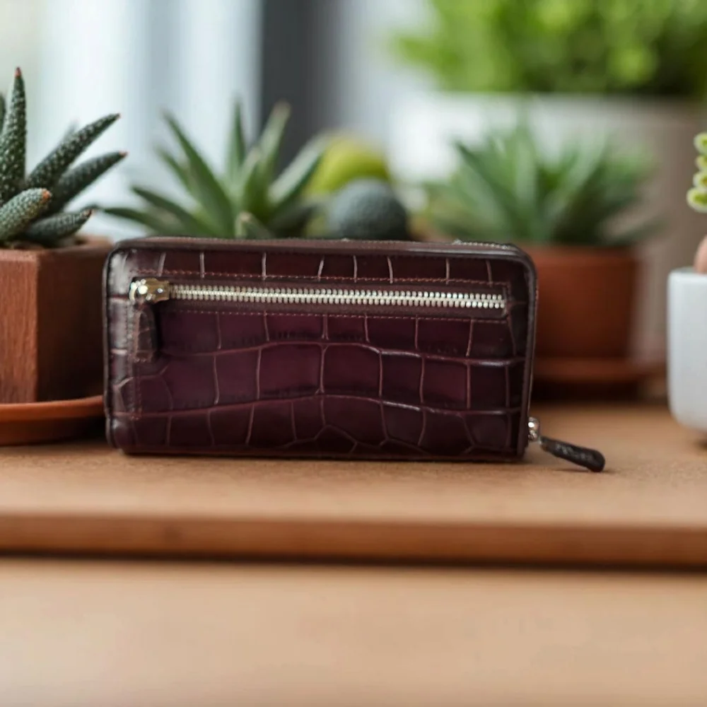 **Brighton Mingle Large Espresso Croc Wallet